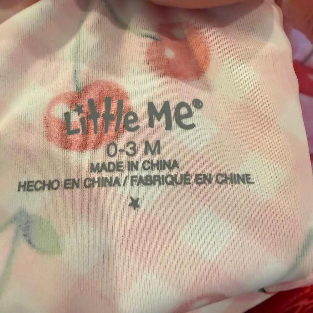 Little Me Baby Girl Cherry Gingham Rash Guard Swimsuit Set Pink Red 0-3 Months‎